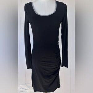 Athleta‎ Women’s Carefree Tee Dress Ruched Side Long Sleeve Black Size XXS